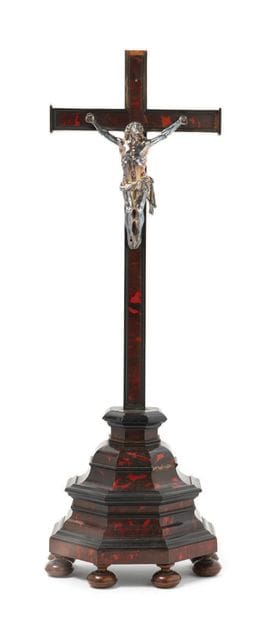 CRUCIFIX IN CASE WITH JESUS IN SILVER Antwerp,...