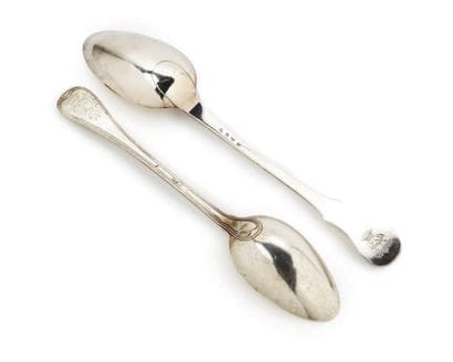 LOT OF TWO SILVER RAGOUT SPOONS Brussels...