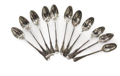 LOT OF ELEVEN SILVER TEA SPOONERS Antwerp,...