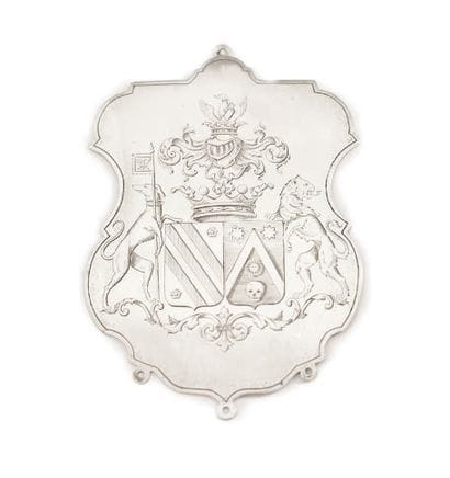 LOT OF FIVE SILVER ARMOIRIE PLATES Belgium,...