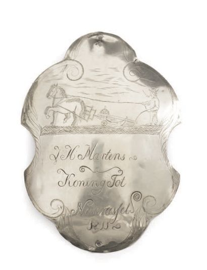 LOT OF FIVE SILVER ARMOIRIE PLATES Belgium,...