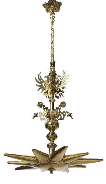 SPECIAL AND MONUMENTAL BRONZE CHABBAT LAMP...