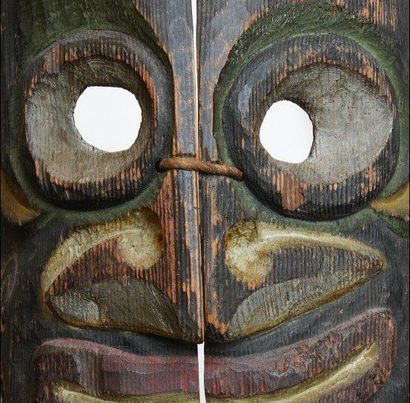 AMÉRIQUES
MASQUE ANTHROPOMORPHE en bois polychrome...