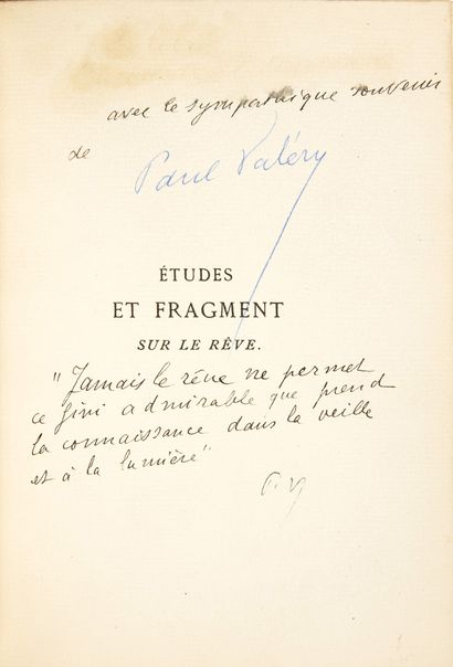 VALÉRY, Paul.
Études et Fragments sur le...