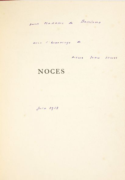JOUVE, Pierre Jean.
Noces. Paris, Au Sans...