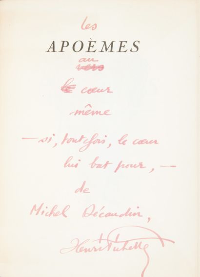 PICHETTE, Henri.

A Poèmes avec un gris-gris...