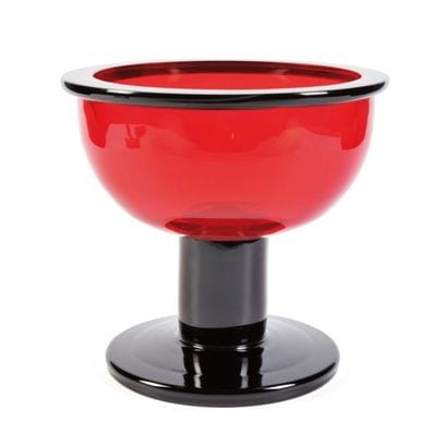 large Coupe en verre rouge et noir reposant...