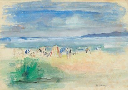 HENRI LEBASQUE (1865-1937)
Plage animée Aquarelle...