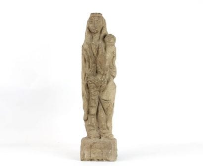 Georges JOUVE (1910-1964) 
Virgin and Child
Stone...