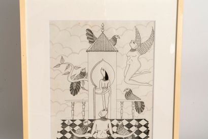 Abbes SALADI (1950 - 1992)
Drawing 
India...