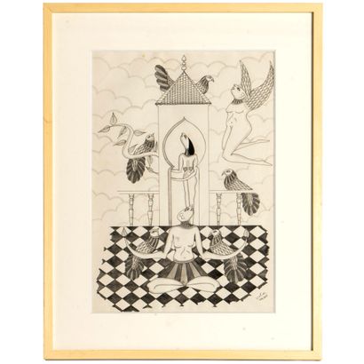 Abbes SALADI (1950 - 1992)
Drawing 
India...