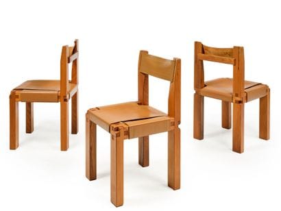 Pierre CHAPO (1927-1986)
Suite of three chairs...