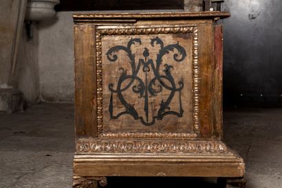 Rectangular chest in carved, engraved, gilded...