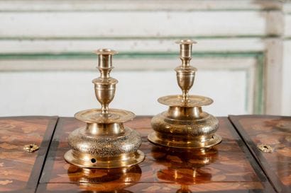 Beautiful pair of chased and polished brass...
