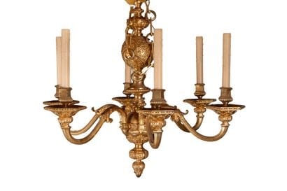 Beautiful six-light chandelier in chased...
