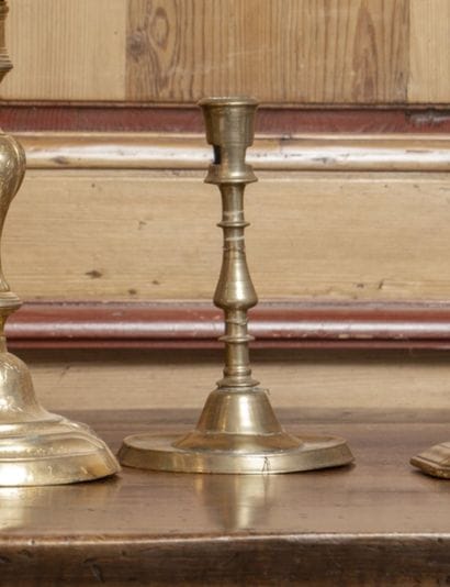 Polished brass candlestick with baluster...