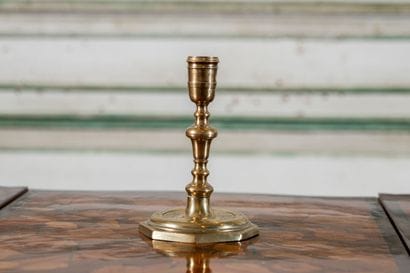 Polished brass candlestick with baluster...