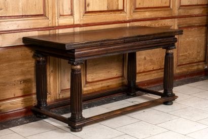Italian-style walnut table opening on two...