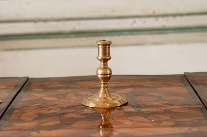 Polished brass candlestick with baluster...