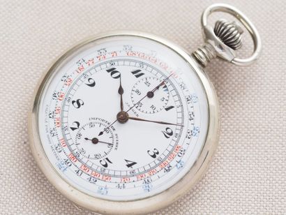 JAEGER Chrono 
Pocket watch in steel. Round...