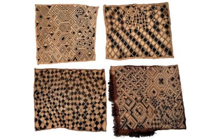 Kuba, DRC
Set of four Shoowa rugs with geometric...