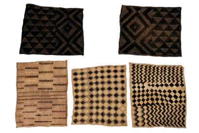 Kuba, DRC
Set of five Shoowa rugs with geometric...