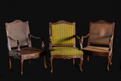 Suite of three Regency-style molded and carved...