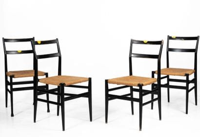 Gio PONTI (1891-1979).
Suite de quatre chaises...