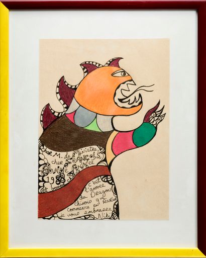 Niki de SAINT-PHALLE (1930-2002)
Animal fantastique
Pastel...