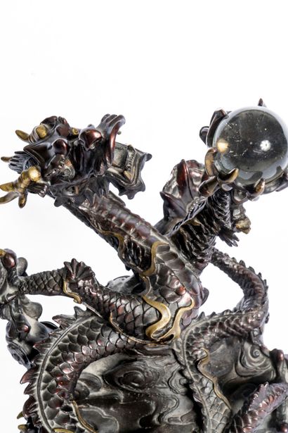 Japan. Meiji period 
Red-brown patina bronze...