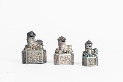 Reunion of three octagonal silver-plated...