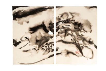 T'ang HAYWEN (b. 1927)
Indian ink diptych...