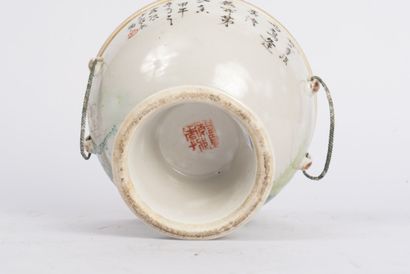 Famille rose porcelain and enamel fondue...