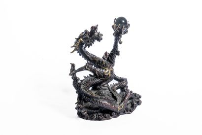 Japan. Meiji period 
Red-brown patina bronze...