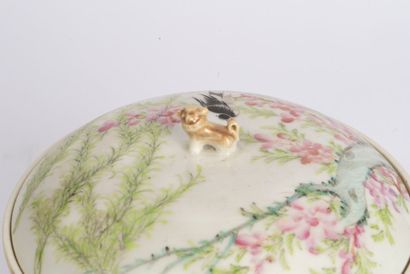 Famille rose porcelain and enamel fondue...