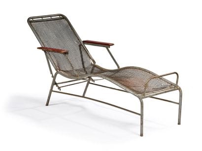 Jules LELEU (1883-1961) 
Chaise longue ajustable,...