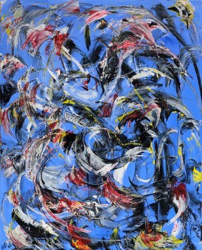 VERAN (XXe-XXIe)
Composition en bleu
Huile...