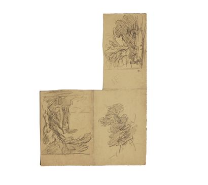 Ensemble de 6 dessins et 1 huile dont :

-...