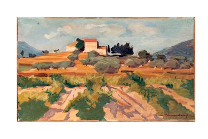 MODERN SCHOOL
Village at the top of a hill
Oil...