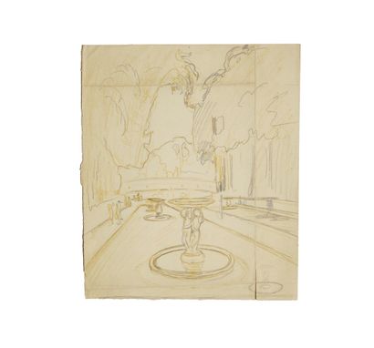 Ensemble de 6 dessins et 1 huile dont :

-...