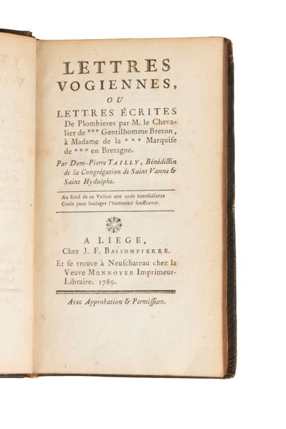 TAILLY (Dom Pierre). Lettres vogiennes, ou...