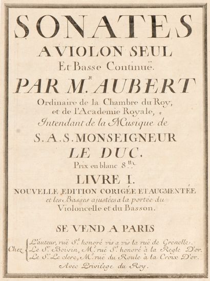 [MUSIC]. AUBERT (Jacques). Sonates a violon...