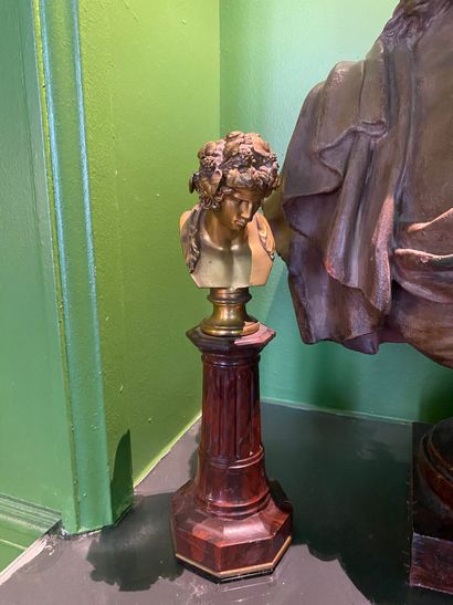 Pair of ormolu female bust figures on octagonal...