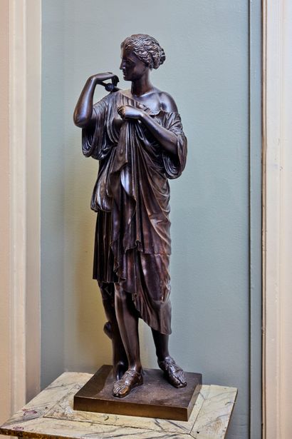 Large brown patina bronze sculpture of a...