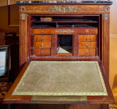 Mahogany desk opening on the lower part with...