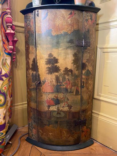 Painted wood inset opening with a painted...