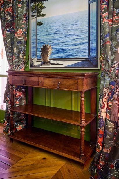 A console table in natural veneered wood,...