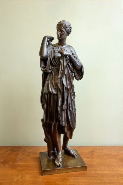 Large brown patina bronze sculpture of a...