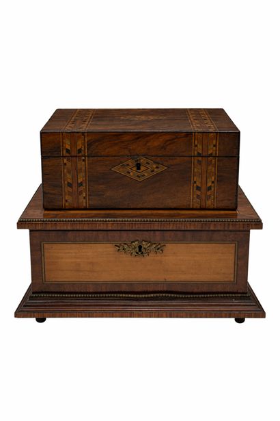 Reunion of natural wood and light wood marquetry...