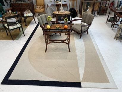 Modern cream carpet with geometric design...
